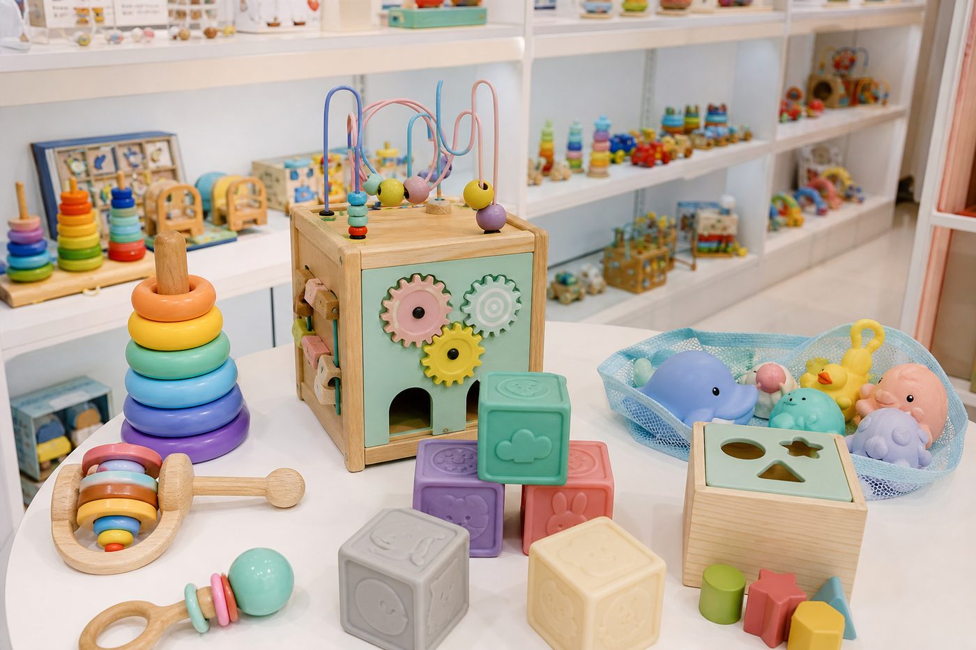 Baby and toddler toys arranged for wholesale review