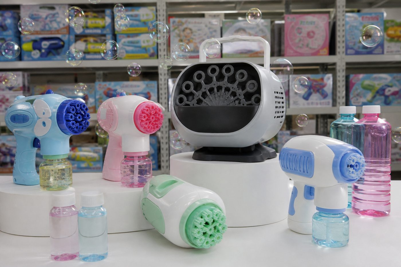 Bubble guns and bubble machines arranged for wholesale review