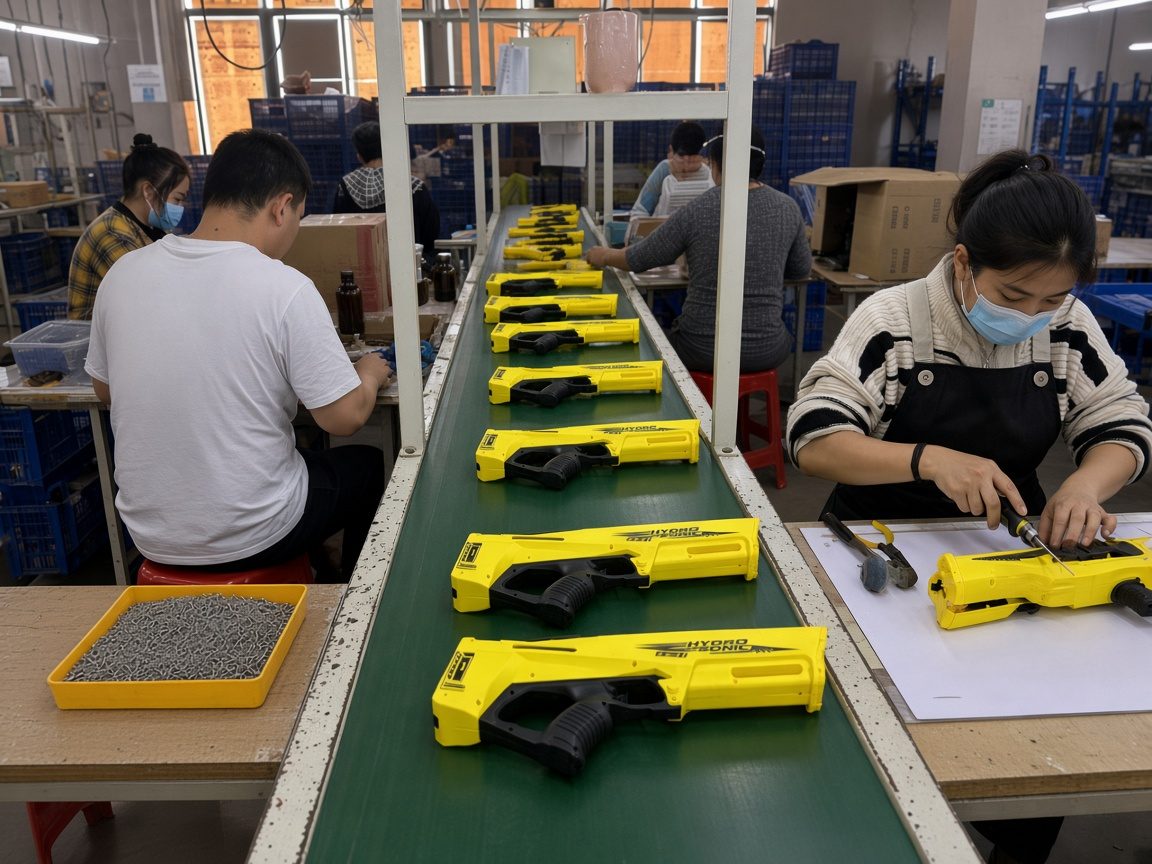Chenghai assembly line assembling yellow water toys
