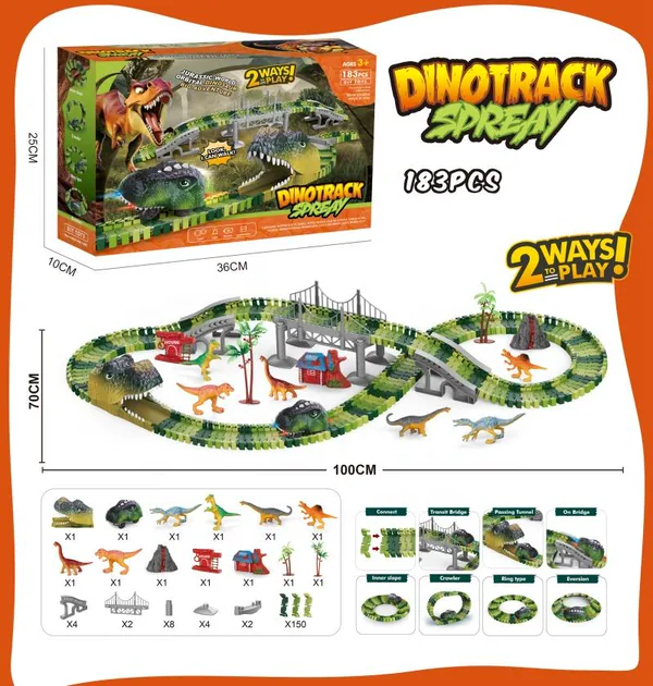 CHT-272385 Battery Operated 183PCS Dinosaur Track Toy for Kids Slot Car