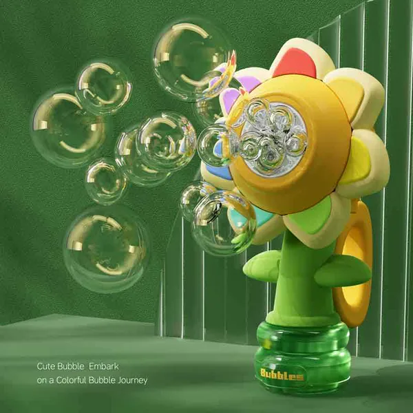 CHT-301109 Cute Plastic Seven-Color Flower Shaped Electric Bubble Machi