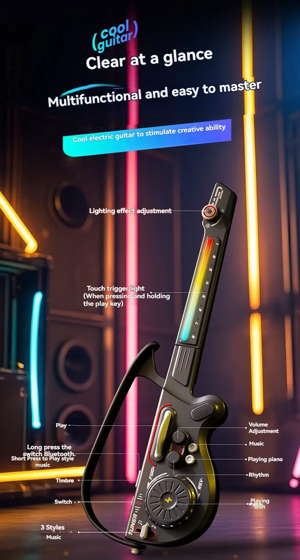 CHT-338702-CPS338701-CPS338700 Multifunctional Foldable Travel Guitar with Quick-Learn ABS