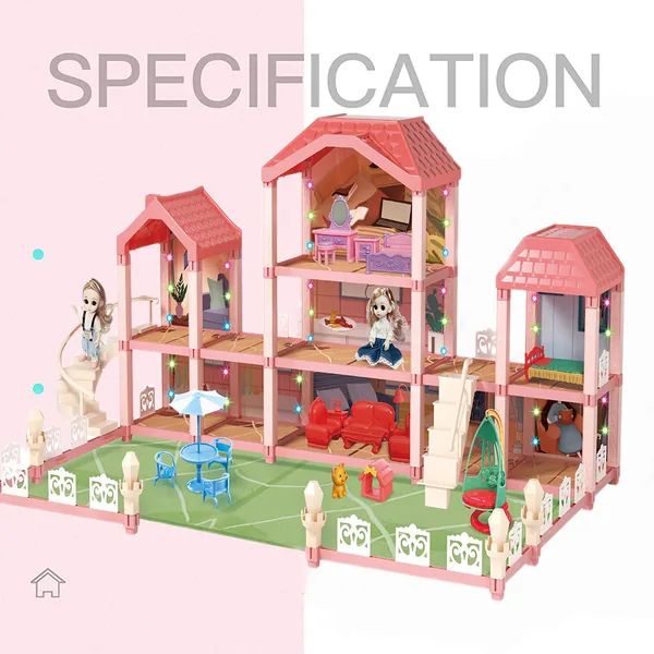 CHT-261980 Wooden House Cottage DIY Building Pretend Play Furniture Toy