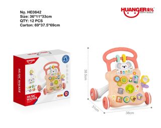 Pink Elephant Push Walker with Activity Panel