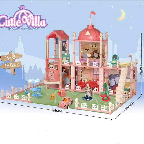 CHT-261891 Wooden House Cottage House Furniture Toys Set Fully Furnishe