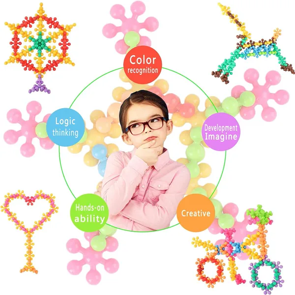 CHT-264281 Preschool 500pcs 600pcs DIY Snowflake Interlocking Plastic B