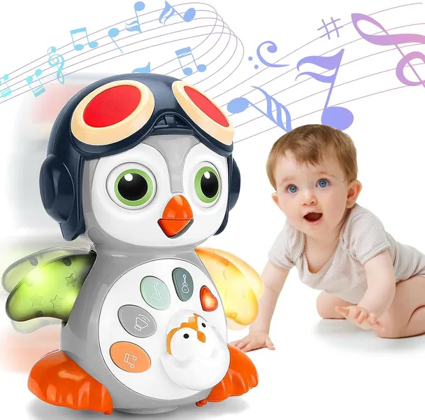 CHT-309692 Infant Tummy Time Toys Crawling Musical Penguin Baby Toys wi