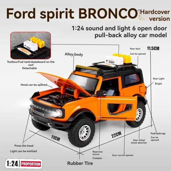 CHT-301055 Metal Model Car 1/24 Scale F-ord B-ronco Diecast Model Car C