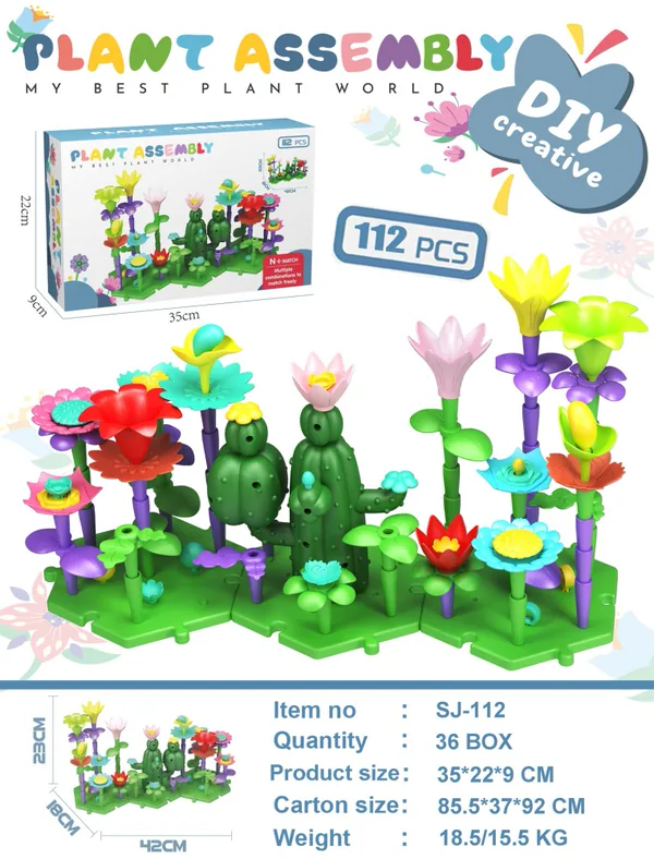 CHT-350119 DIY Educational Building Blocks Flower Set 112PCS image