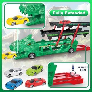 Diecast Dinosaur Truck with 6 Alloy Cars and Launcher