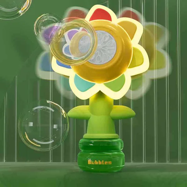 CHT-301109 Cute Plastic Seven-Color Flower Shaped Electric Bubble Machi