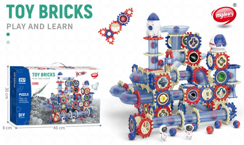 CHT-305375-CPS305333 DIY STEM Educational Building Blocks Marble Run Maze Race Tr