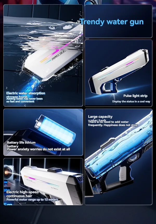 CHT-302889 Electric Water Gun for Kids Automatic Water Gun with Light-u