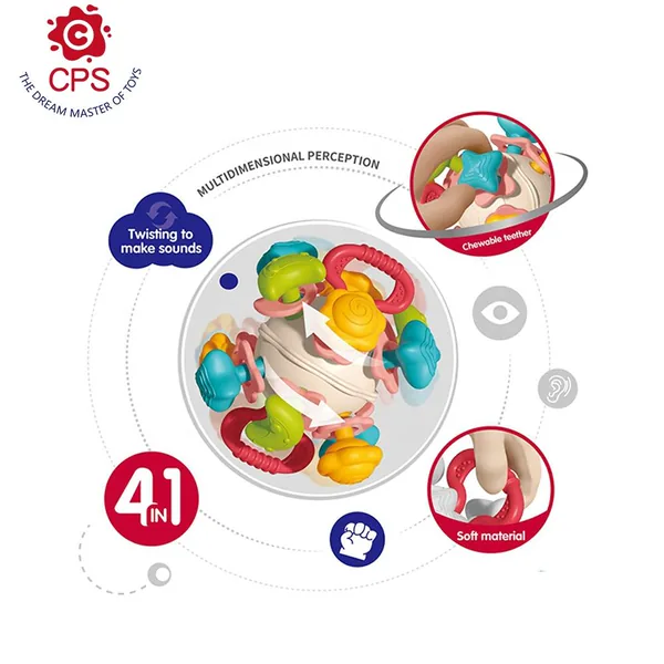 CHT-286411 4 in 1 Baby Sensory Toys Infant Chew Rattles Newborn Toddler