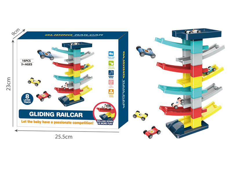 CHT-304474 Montessori Toy Gliding Car Ramp Slot Toy for Toddler Ramp Ra