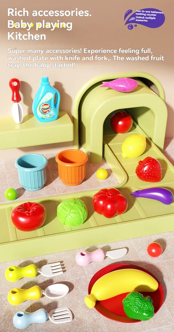 CHT-326664-CPS326663 Educational Children's Electric Dishwasher Pretend Play Wate