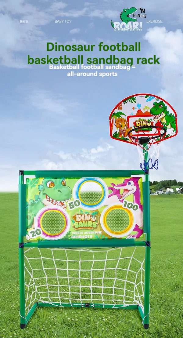 CHT-304914 3 in 1 Dinosaur Basketball Soccer Plastic Bean Bag Toss Game