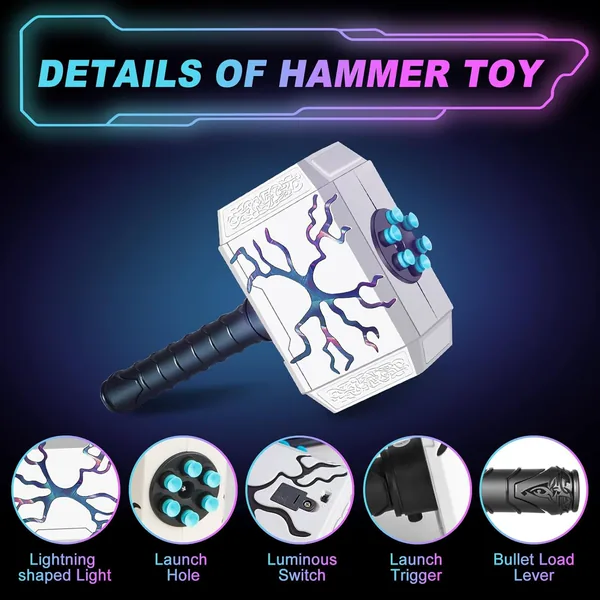 CHT-304604 Dart-Blasting Hammer Toy Gun with Light-up -Toys Shooting Ga