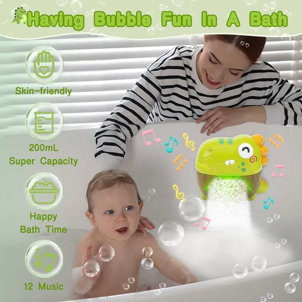 CHT-290626 Baby Bath Toys Cartoon Dinosaur Music Soap Blowing Bubble Ma