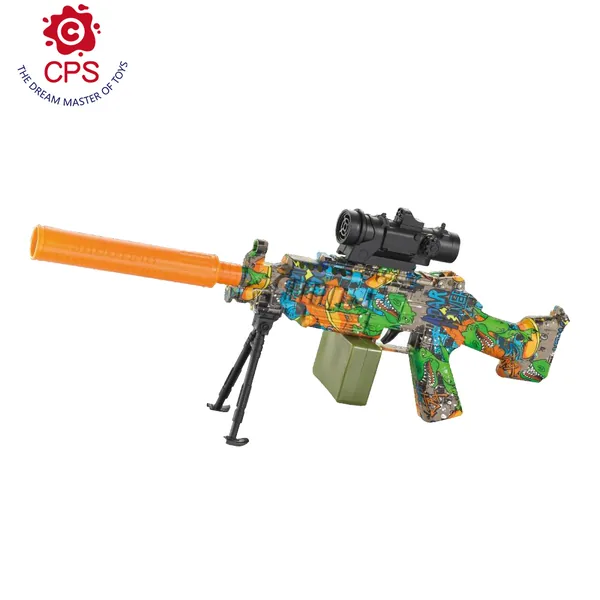 CHT-308569 Automatic Electric Soft Bullet Gun M249 Plastic Water Gun wi