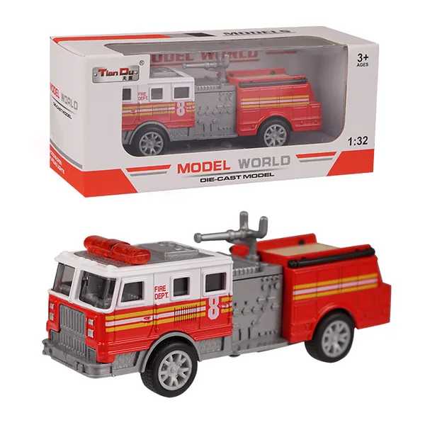 CHT-197350 Toys Simulation Toy Car Pull Back Die Cast Fire Truck Car wi