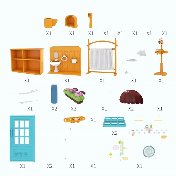 CHT-260999 Kids Educational Toys DIY Bathroom Cottage 3D Furniture Bath