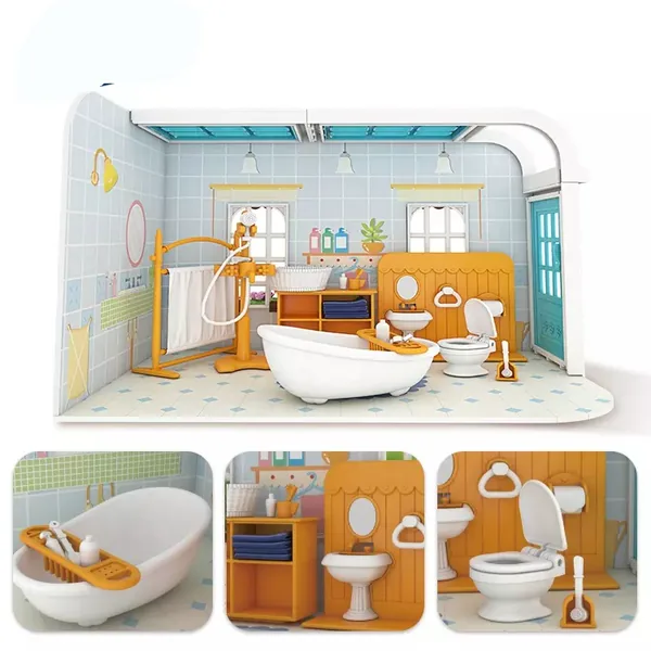 CHT-260999 Kids Educational Toys DIY Bathroom Cottage 3D Furniture Bath