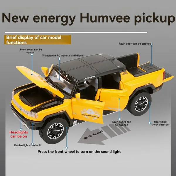 CHT-301045 Diecast Toys HUMMER PICKUP Metal Car Model Kid Cars Collecti