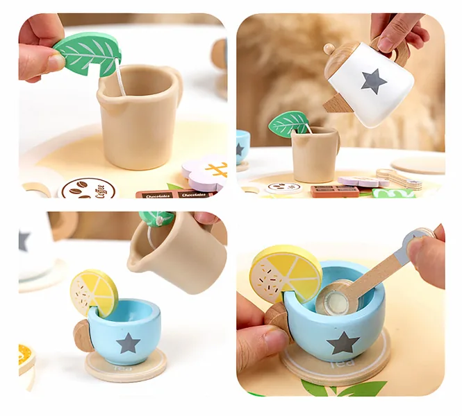 CHT-308811 NEW Wooden Pretend Play Toy Afternoon Tea Party Set for Kids