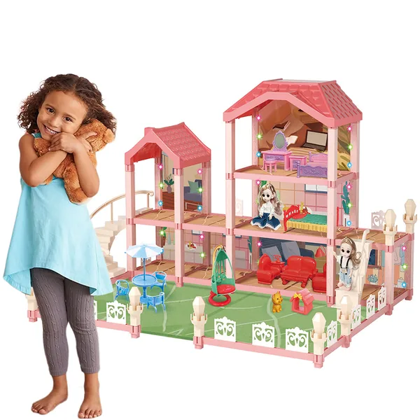 CHT-261980 Wooden House Cottage DIY Building Pretend Play Furniture Toy