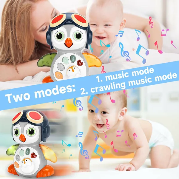 CHT-309692 Infant Tummy Time Toys Crawling Musical Penguin Baby Toys wi