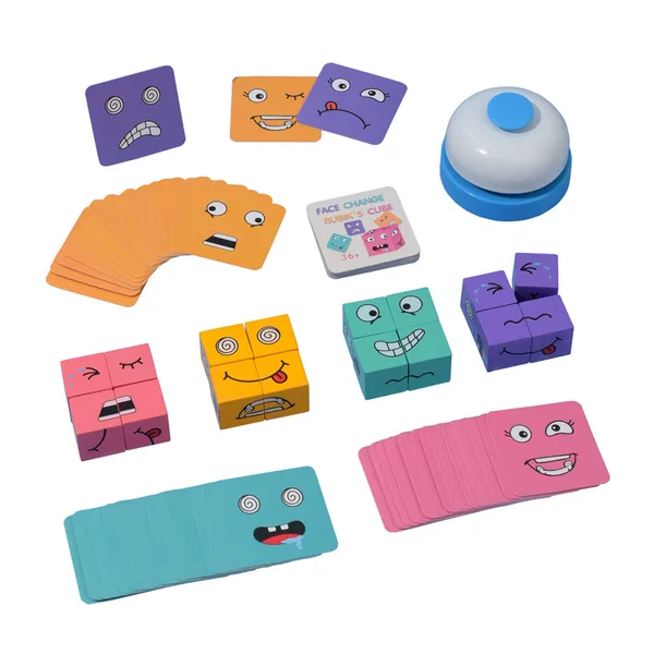 CHT-280236 NEW Wooden Face Changing Magical Cubes Expression Puzzle Bui