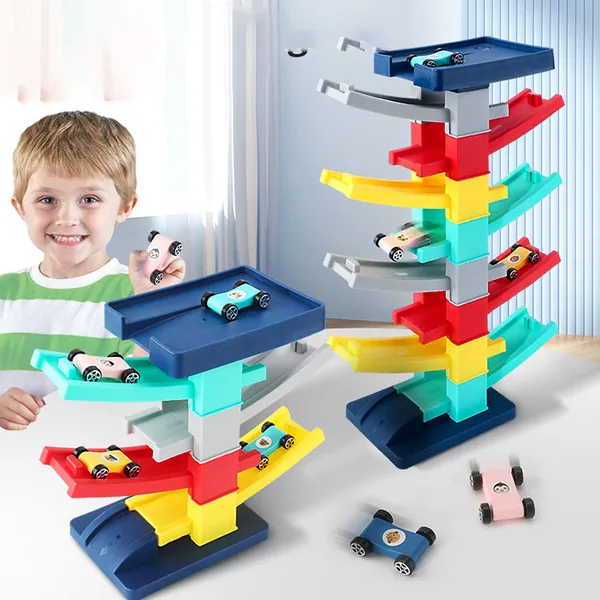 CHT-304474 Montessori Toy Gliding Car Ramp Slot Toy for Toddler Ramp Ra