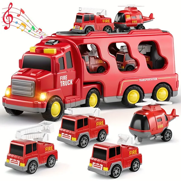 CHT-338778 5 in 1 Friction Powered Fire Truck Play Set for Kids Toys Ed