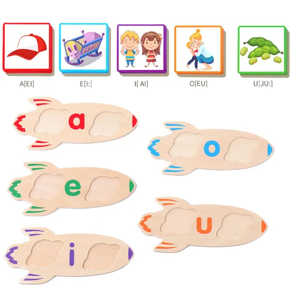 CHT-325555 Montessori Kids Educational Wooden CVC Word Game Writing Spe