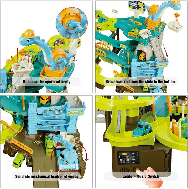 CHT-304620 Dinosaur Climbing Hills Rail Car Construction Play Set with