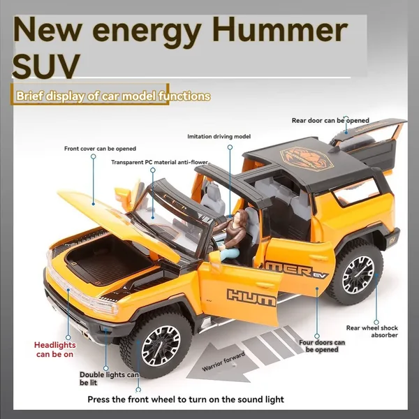 CHT-301048 1/24 Diecast Toys HUMMER SUV Car Toys Metal Car Model Collec