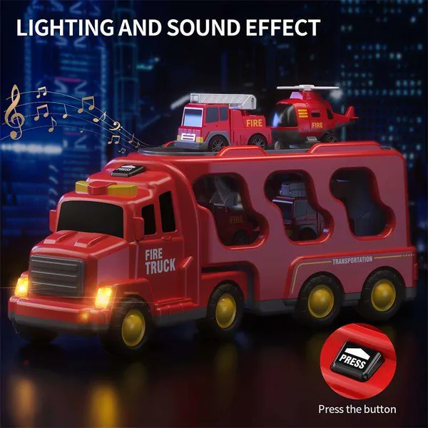 CHT-338778 5 in 1 Friction Powered Fire Truck Play Set for Kids Toys Ed