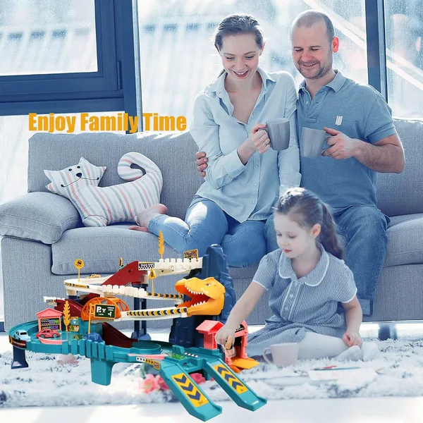 CHT-236171 Slot Toys Dinosaur Winding Road Rail Car Climbing Hills Rail