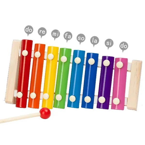 CHT-307384 Children's Educational Wooden Handbell 8-tone Colourful Musi