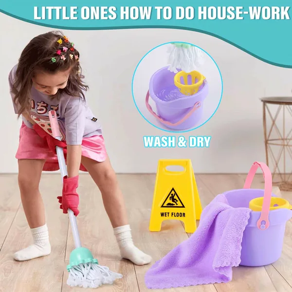 CHT-266426 14 Pcs Cleaning Set Pretend Play Toy Toddler Cleaning Set In