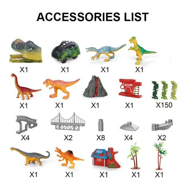 CHT-272385 Battery Operated 183PCS Dinosaur Track Toy for Kids Slot Car