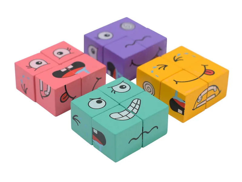 CHT-280236 NEW Wooden Face Changing Magical Cubes Expression Puzzle Bui