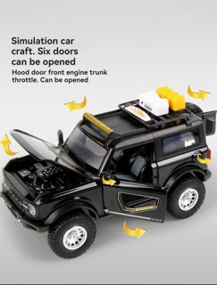 1/24 Scale Metal Diecast Bronco Model Car with Sound and Lights