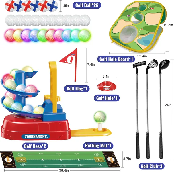 CHT-303782 Kids Golf Club Set with 20pcs Light-up Plastic Golf Balls an