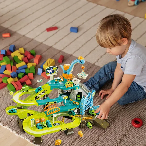 CHT-304620 Dinosaur Climbing Hills Rail Car Construction Play Set with