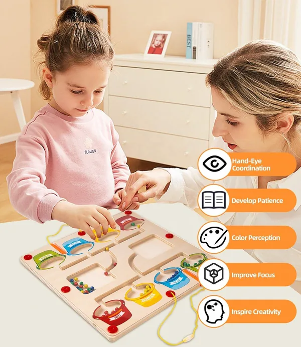 UNRESOLVED-1600954115079 Magnetic Color and Number Maze Wooden Montessori Toys for Ki