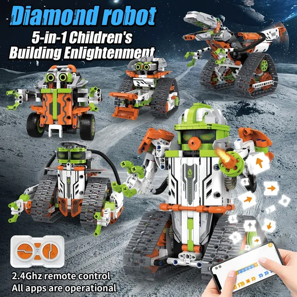 CHT-292859 Dinosaur and Robot Set, 5-in-1 Structural Building Set with