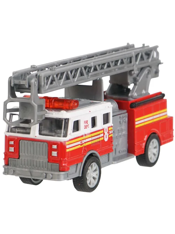CHT-197349 Ladder Fire Truck Die-cast Metal Toy Car Openable Doors Pull