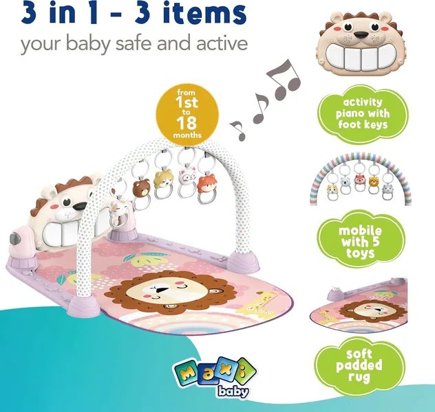 CHT-309181 NEW Tummy Time Musical Lion Baby Gym Play Mat Activity Cente